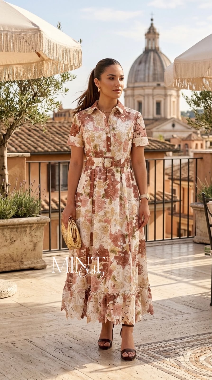Floral Embroided Midi Dress