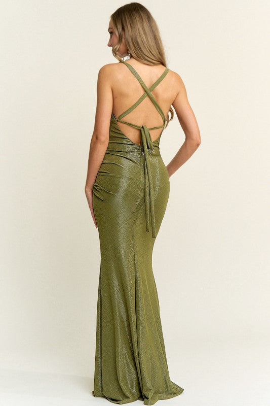 Olive Drape Gown