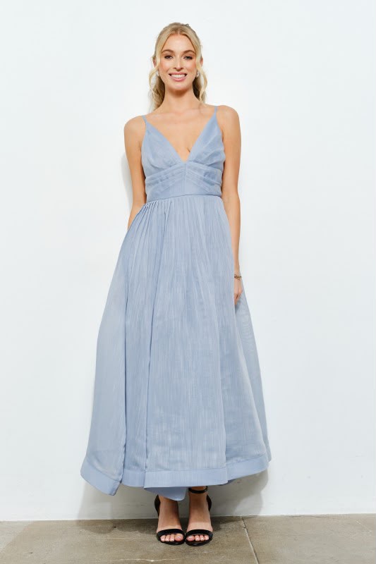 Romantic Organza Princess Pleated Midi Dress