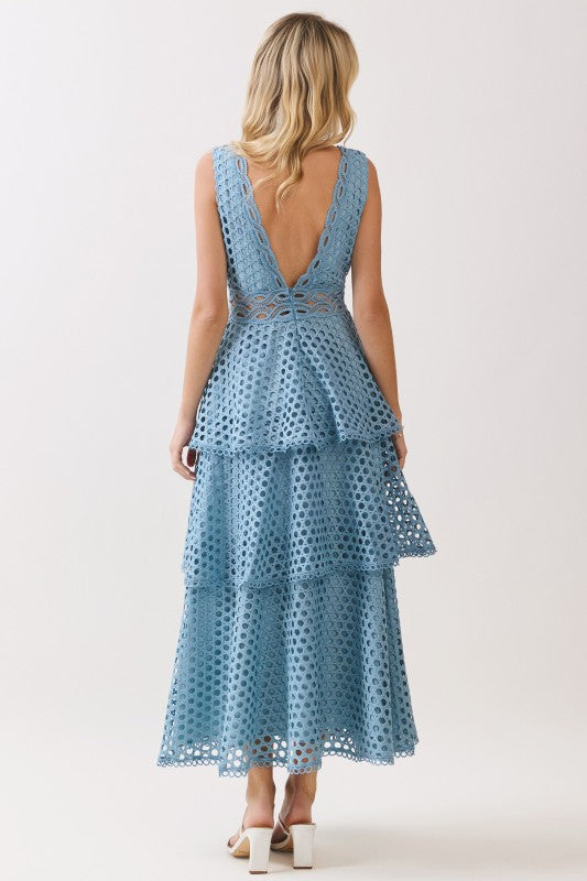 Azzurra Lace Tiered Midi Dress
