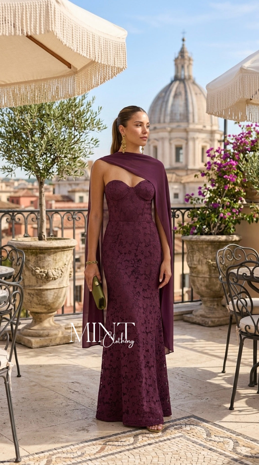 Plum Lace Maxi Dress