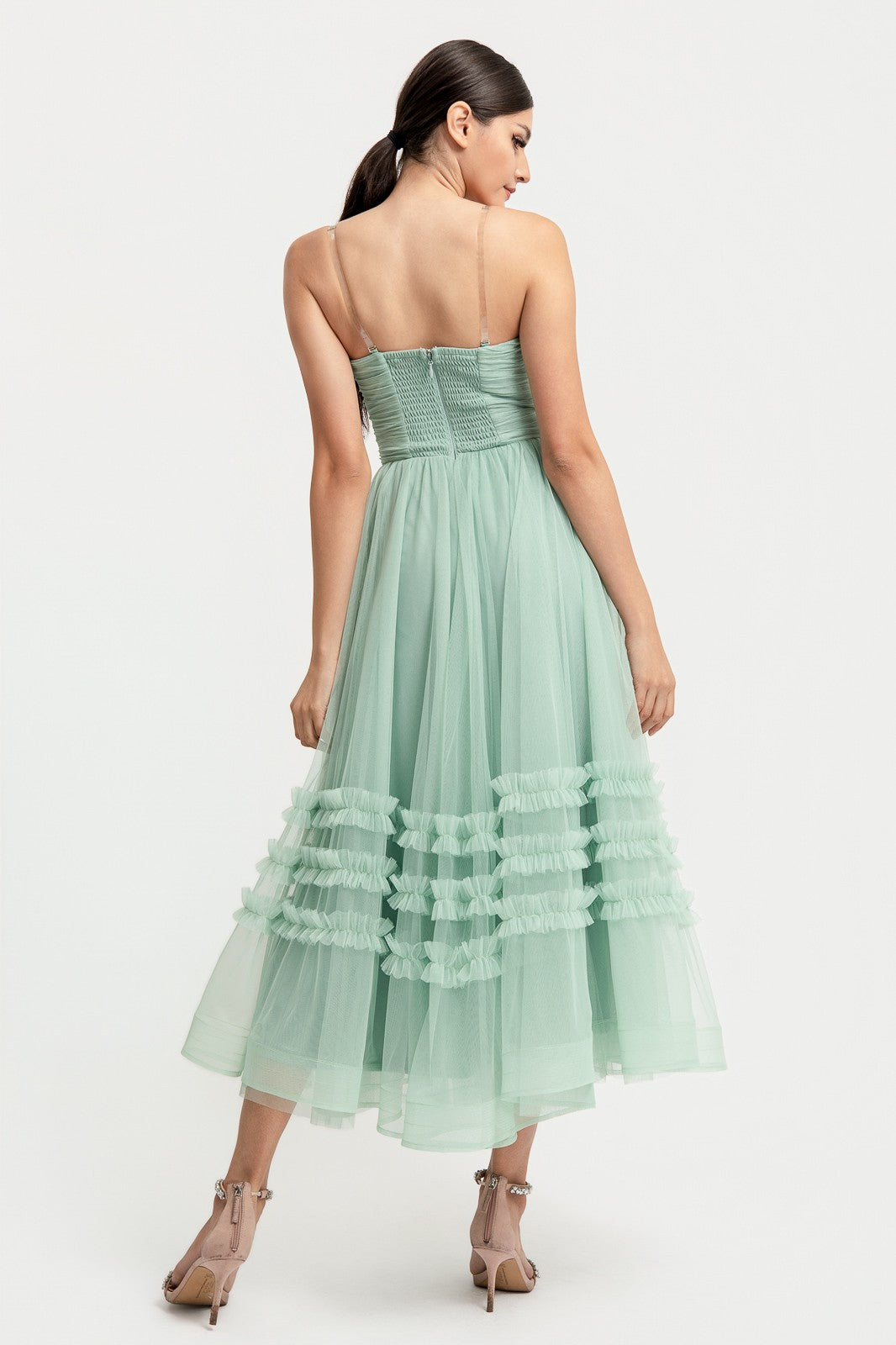 Sleeveless Midi Mesh Dress