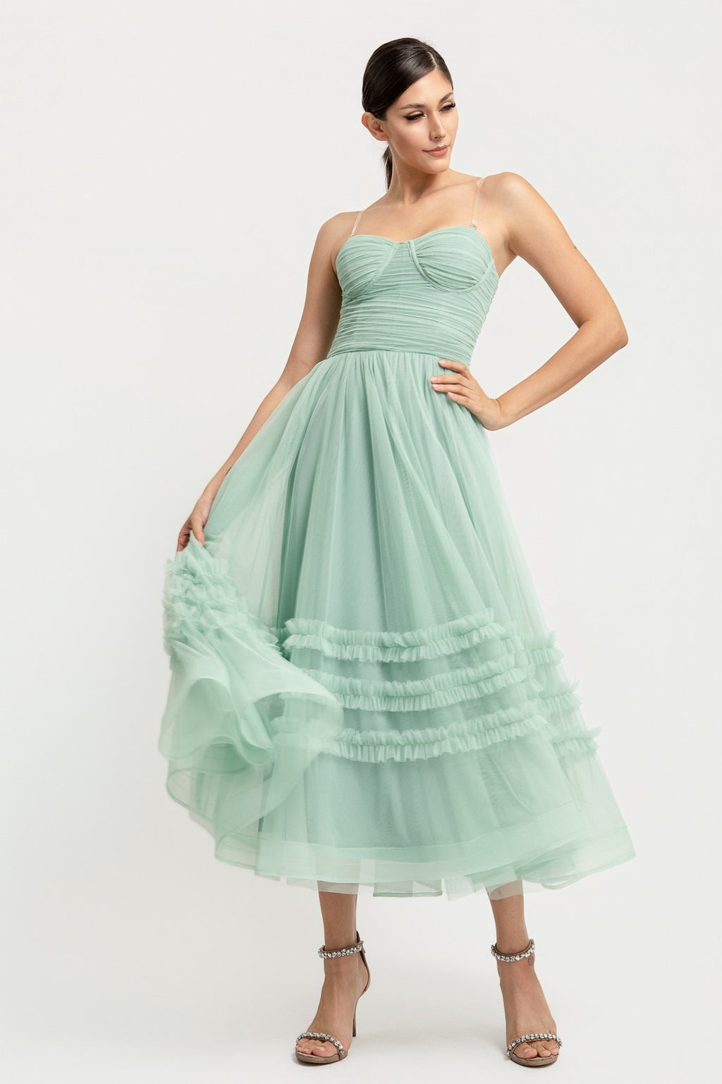 Sleeveless Midi Mesh Dress