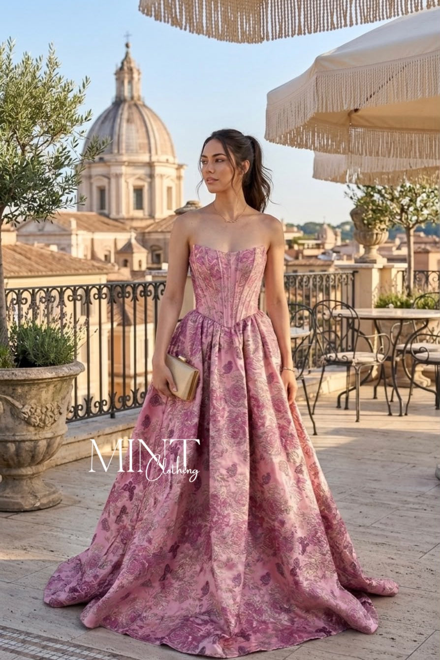 Rosé Jacquard Maxi Dress