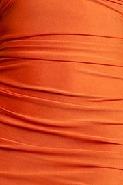 Off Shoulder Draped Shirring Slit Side Maxi Dress