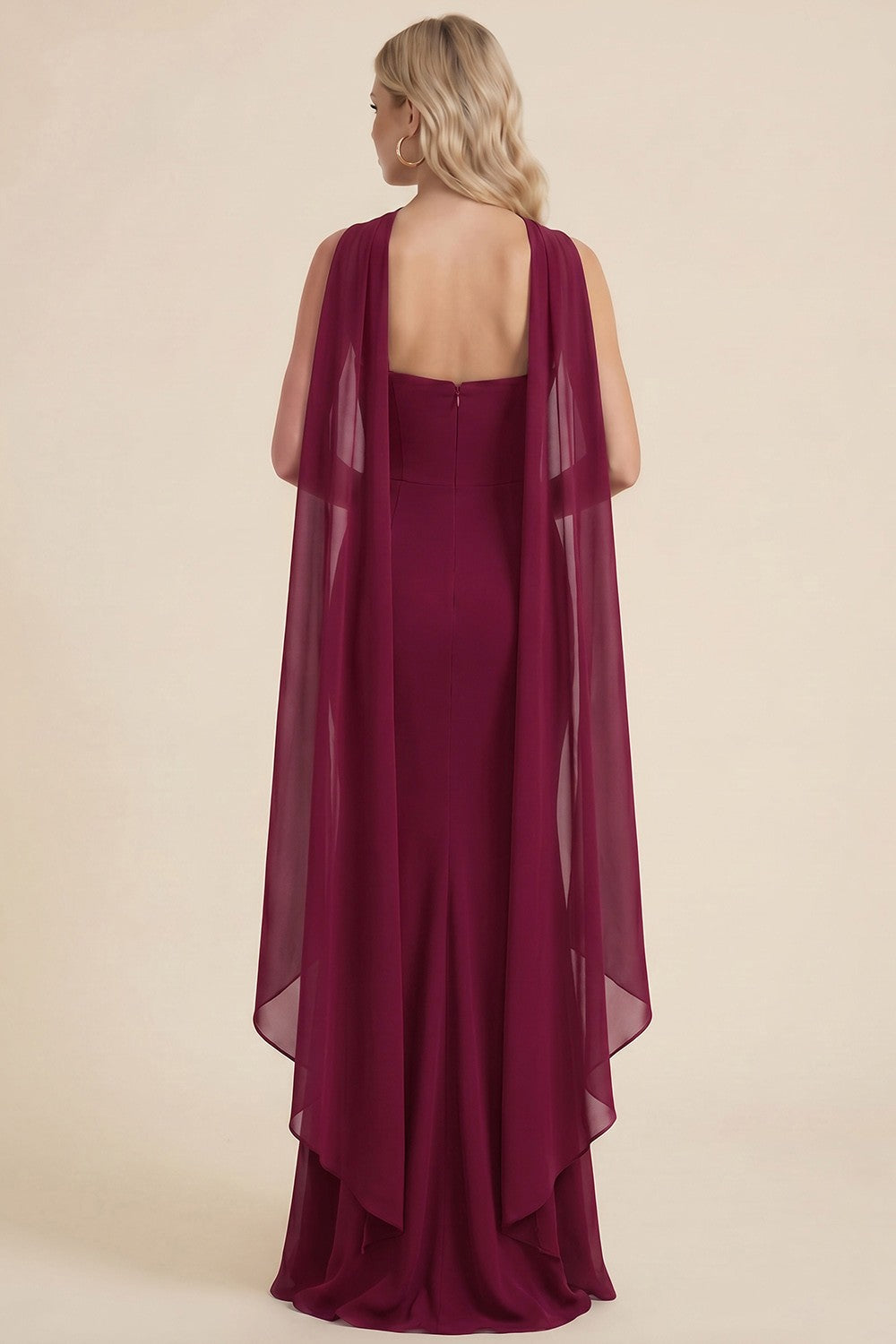 Plum Elegance Cross-Neck Mermaid Gown