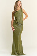 Olive Drape Gown