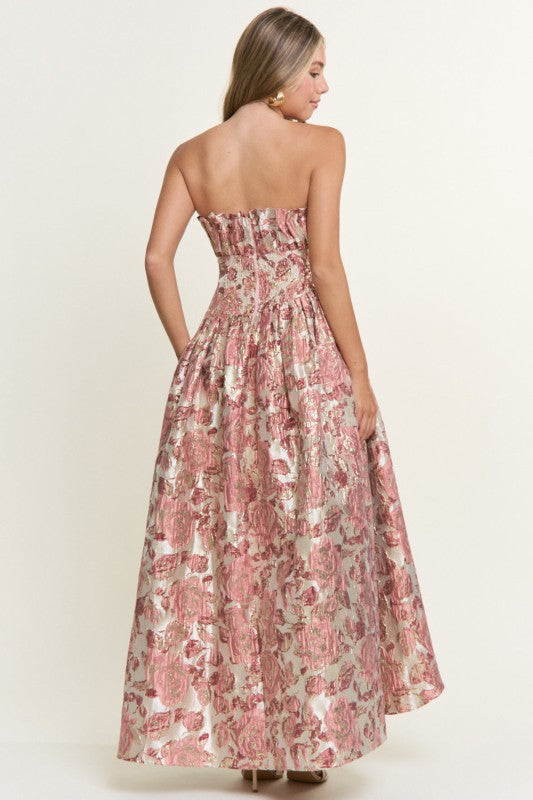 Amara Blush Pink/Gold High Low Maxi Dress