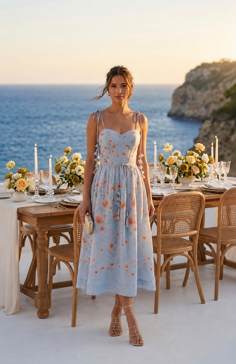 Sky Blossom Midi Dress