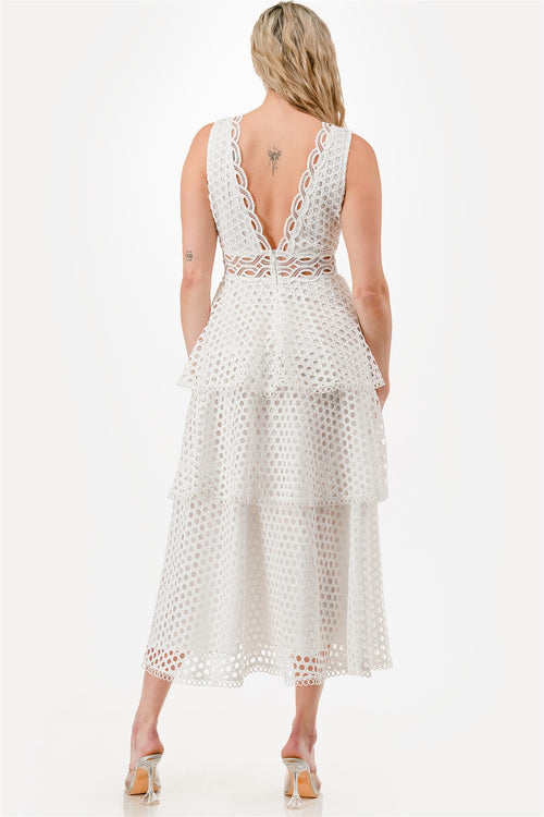 Bernice Lace Tiered Midi Dress