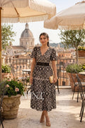 Black & White Embroided Midi Dress
