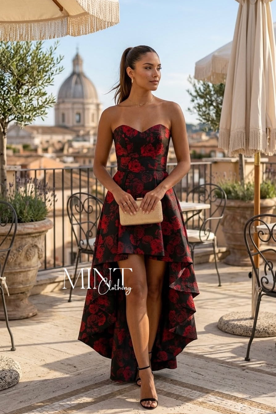 Crimson High Low Maxi Dress