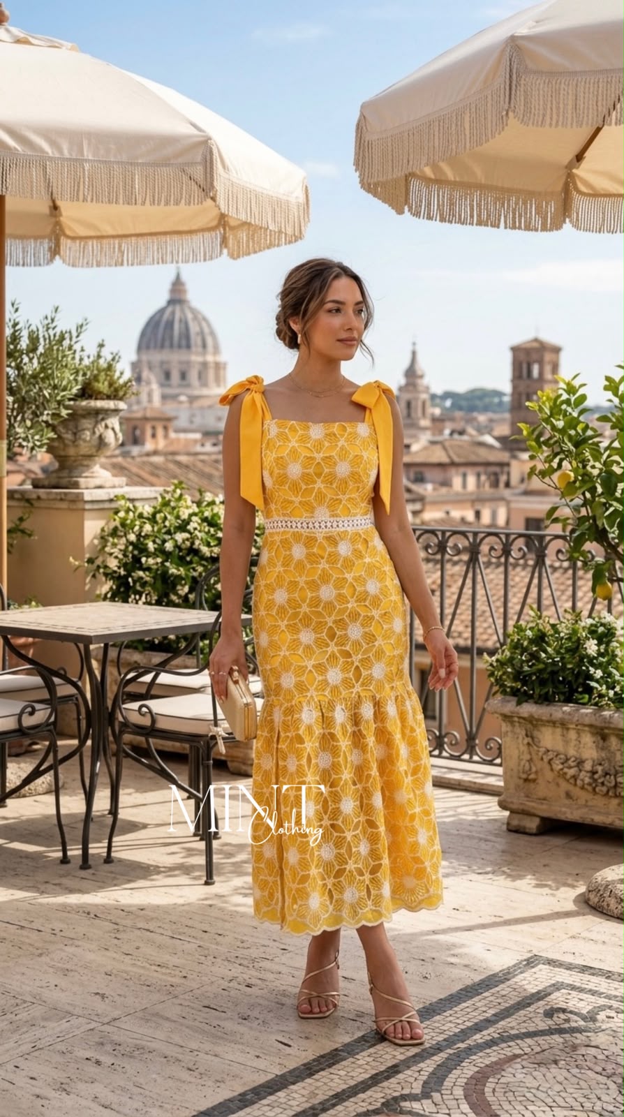 Golden Daisy Midi Dress