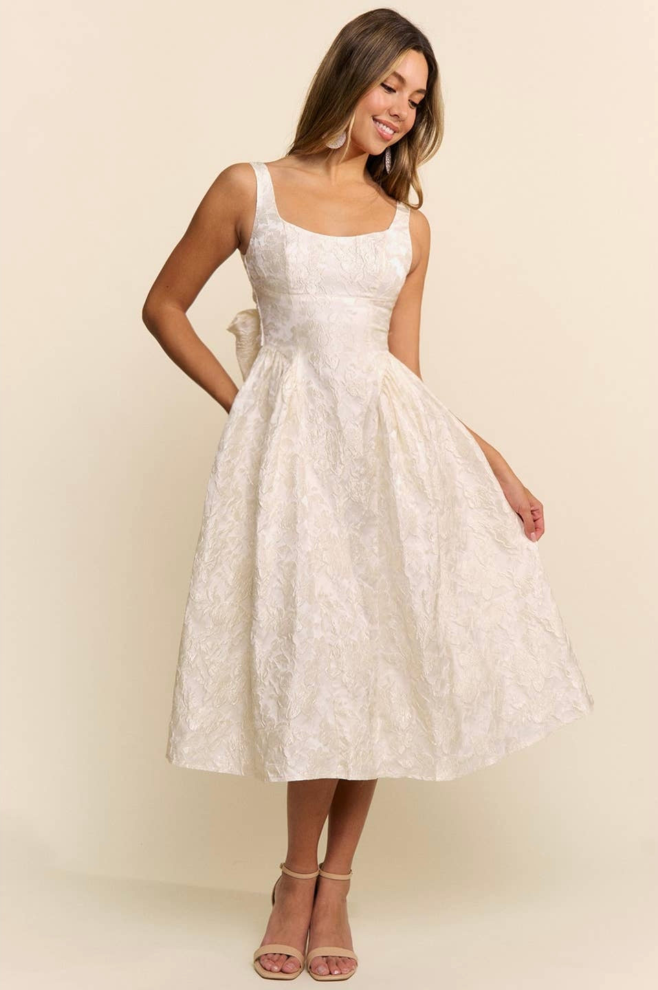 Isabelle Ivory Jacquard Midi Dress