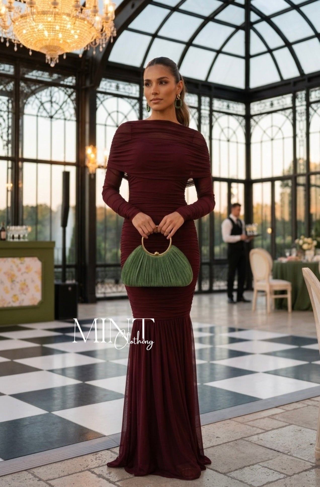 Elara Maroon Maxi Dress