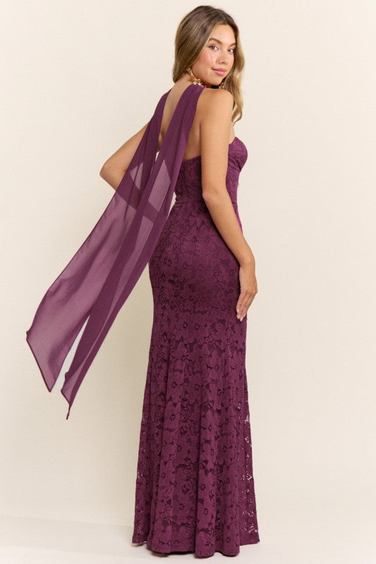 Plum Lace Maxi Dress