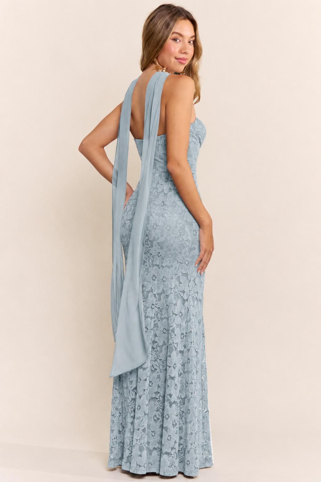 Baby blue Lace Maxi Dress