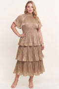 Sadia Champagne Midi Dress (Plus Size)