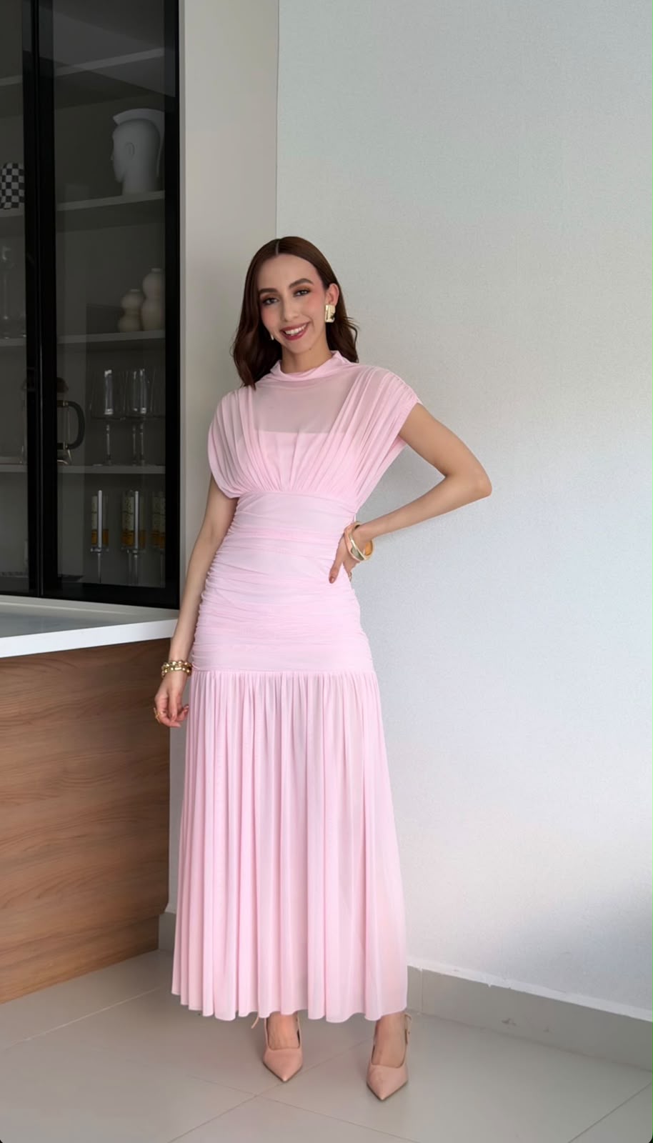 Blush Élan Midi Dress