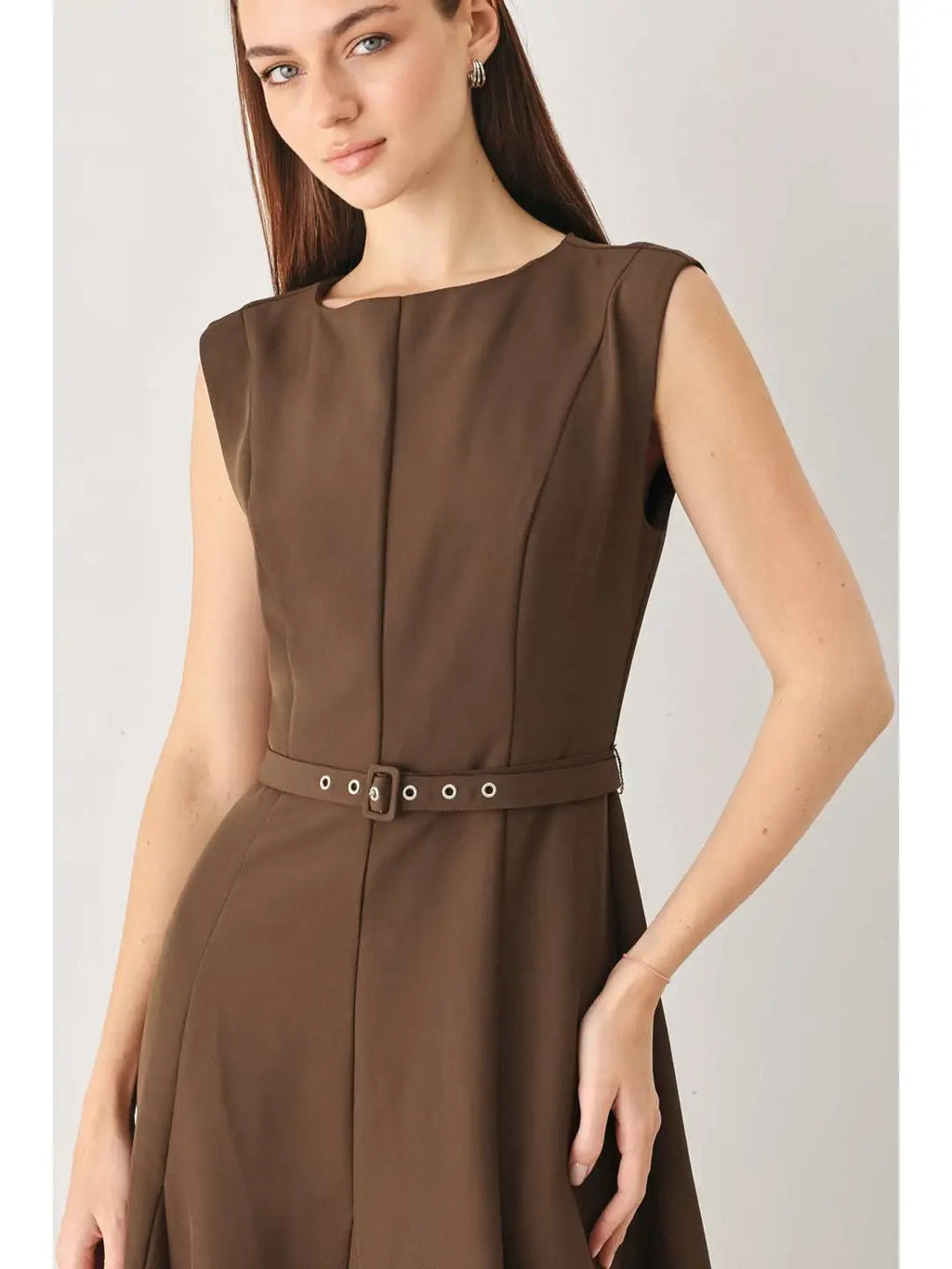Carola Brown Midi Dress