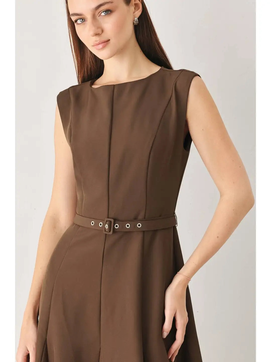 Carola Brown Midi Dress