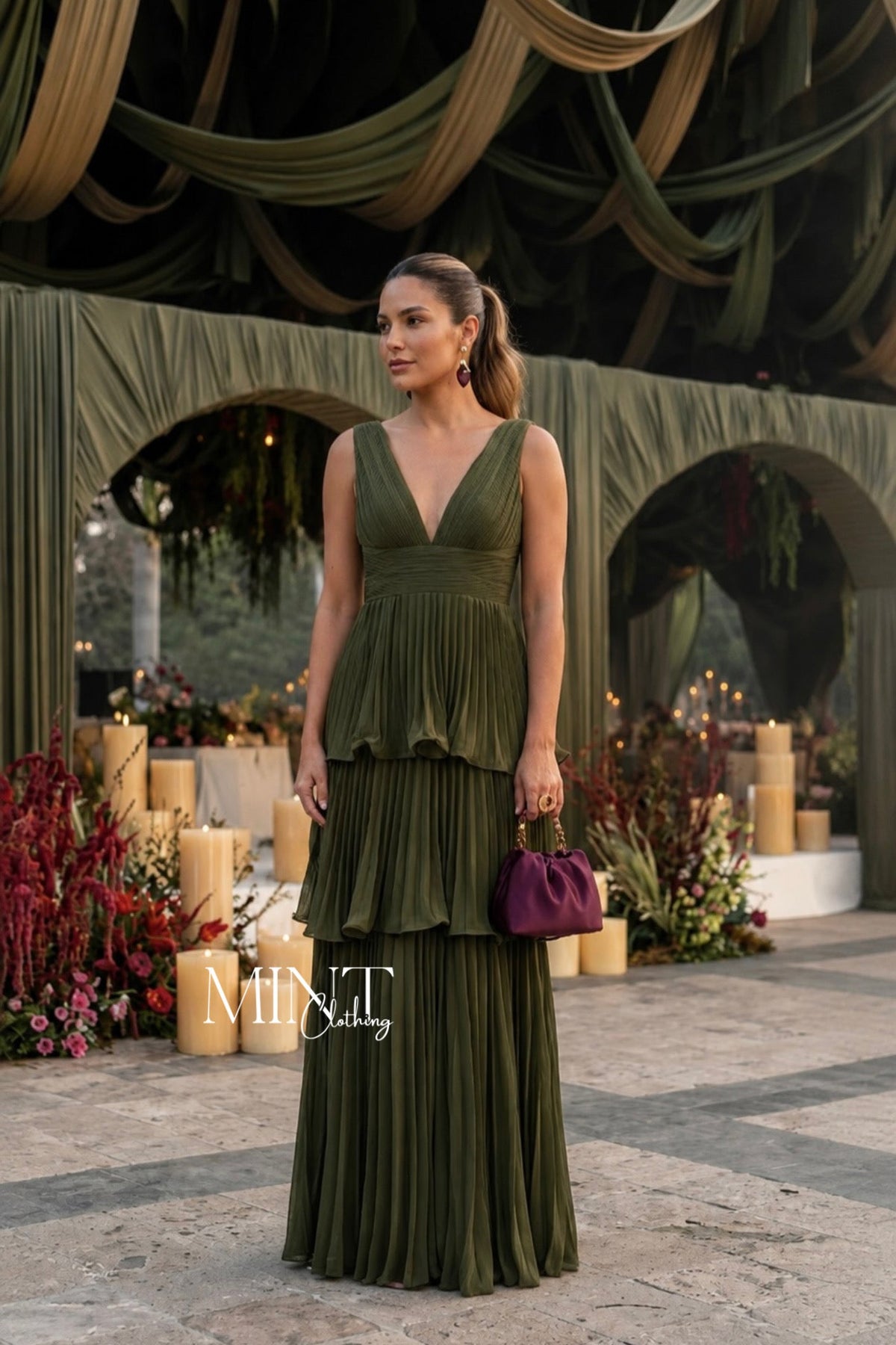 Azucena Olive Maxi Dress