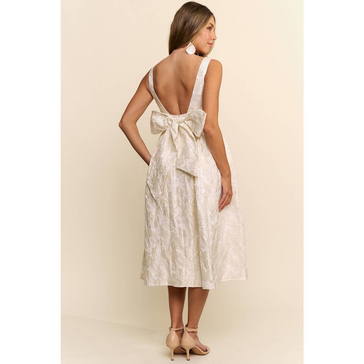 Isabelle Ivory Jacquard Midi Dress