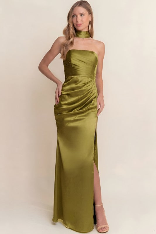 Brena Light Olive Maxi Dress