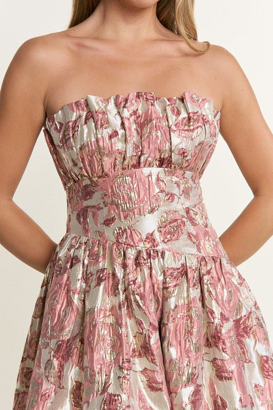 Amara Blush Pink/Gold High Low Maxi Dress