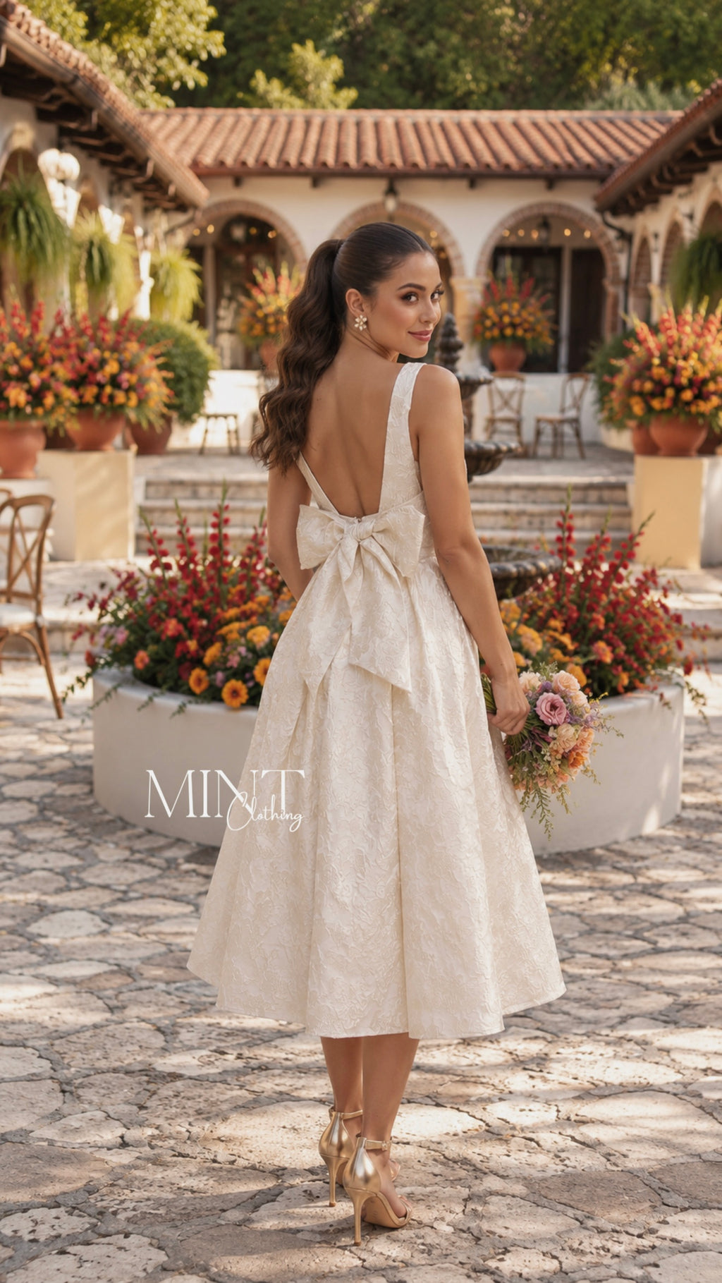 Isabelle Ivory Jacquard Midi Dress