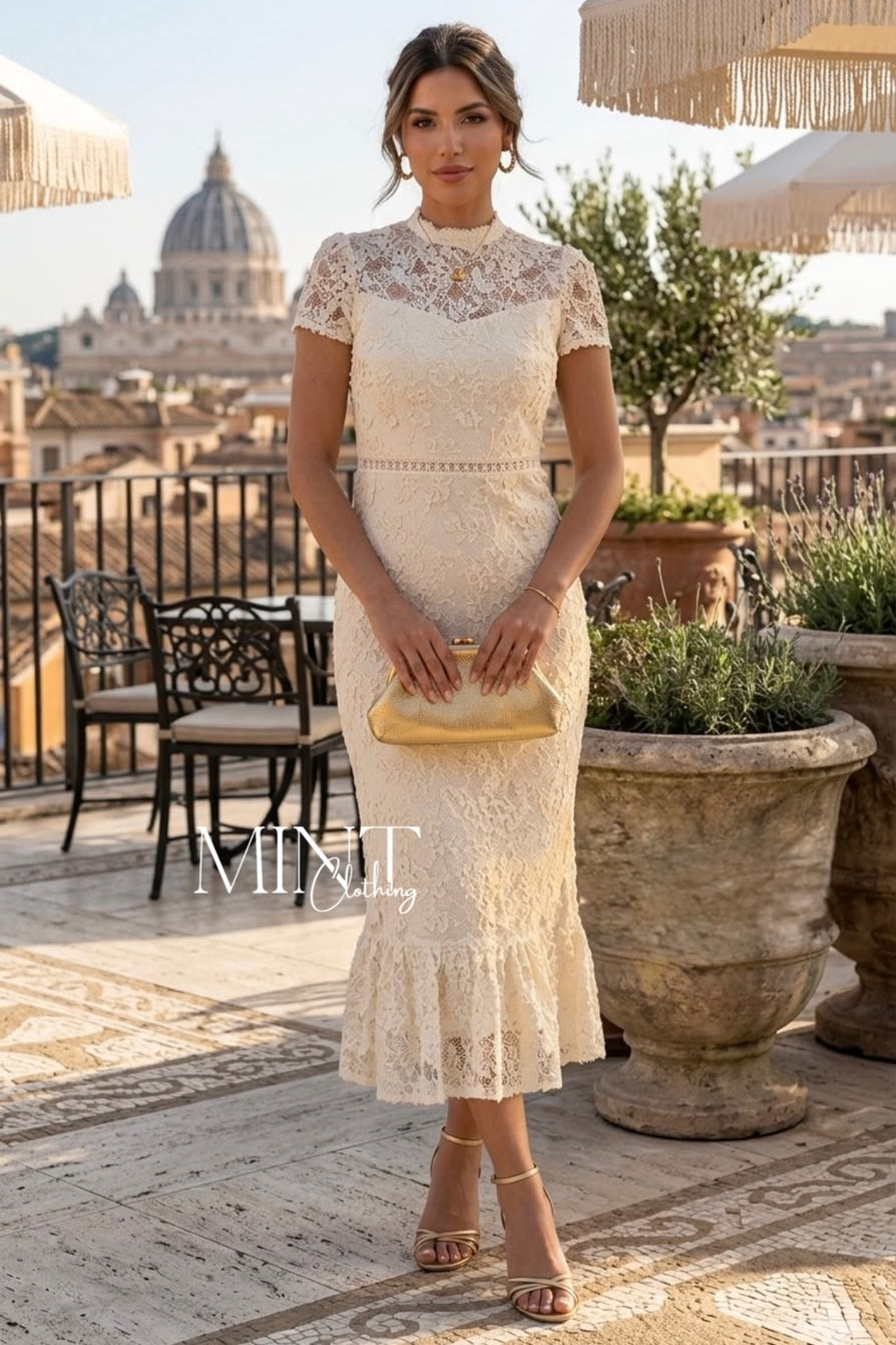Ivory Lace Midi Dress