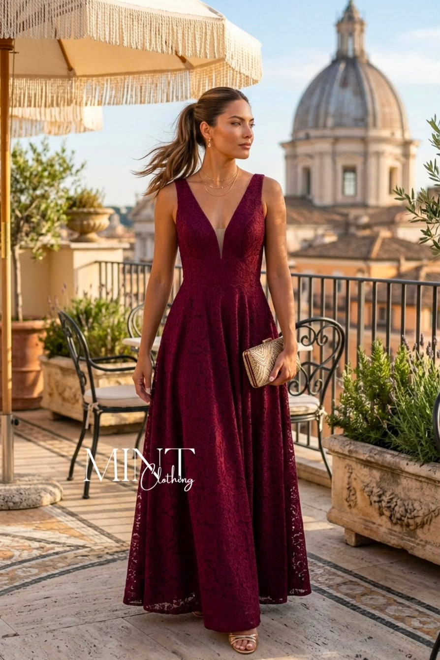 Bordeaux Bloom Maxi Dress