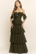 Jillian Dark Olive Maxi Dress