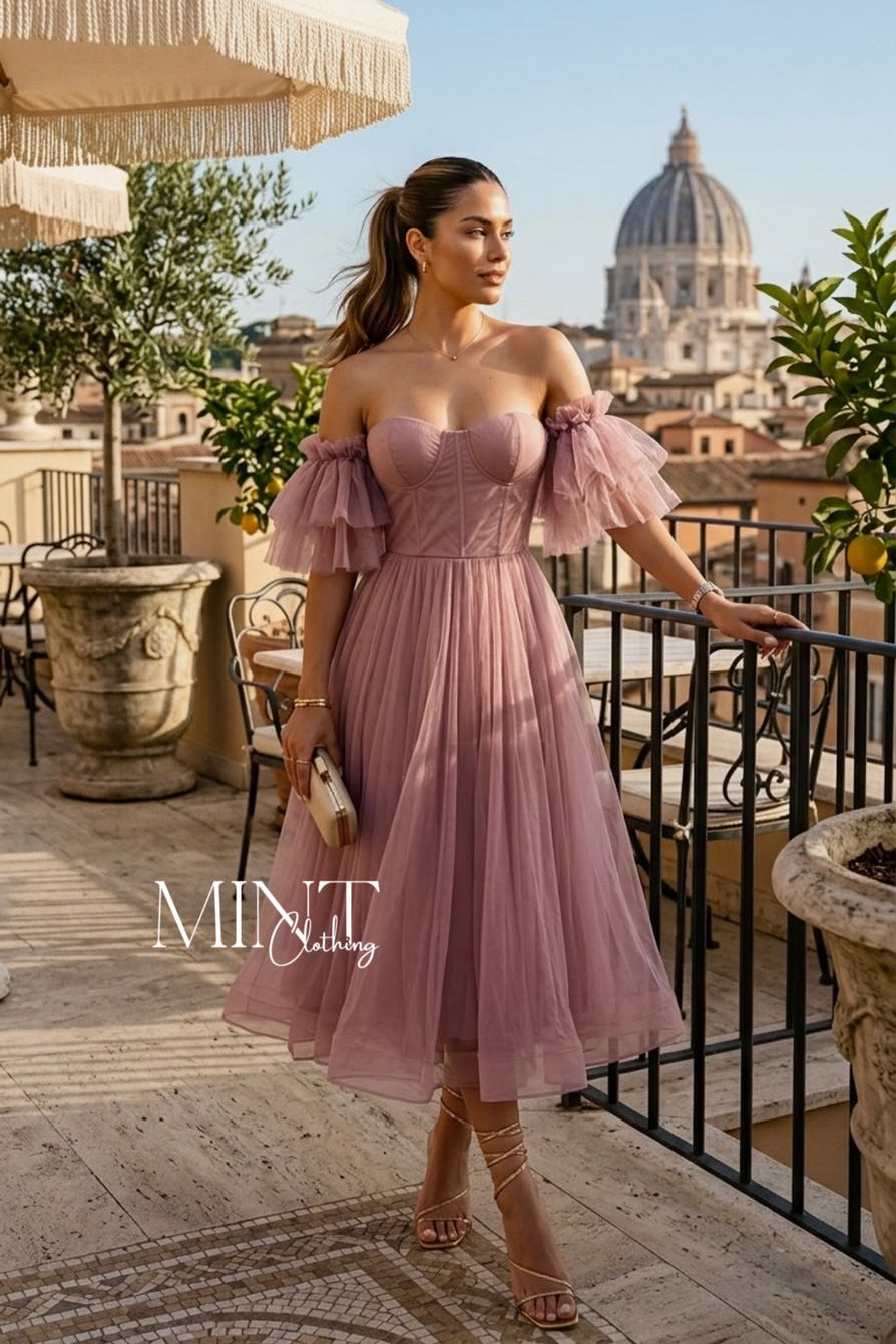 Rosé Belle Midi Dress