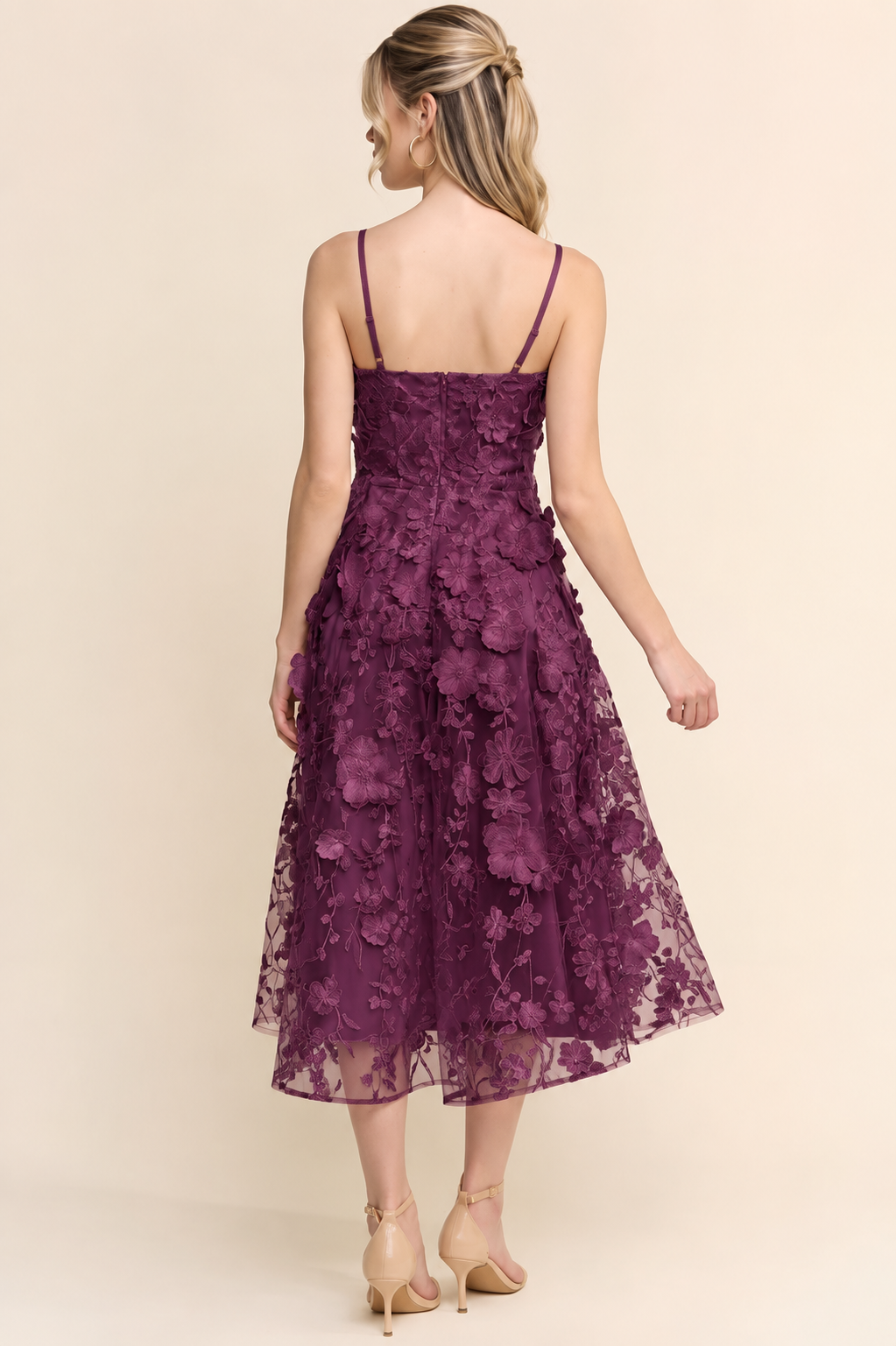 Hannia 3D Flower Midi Dress