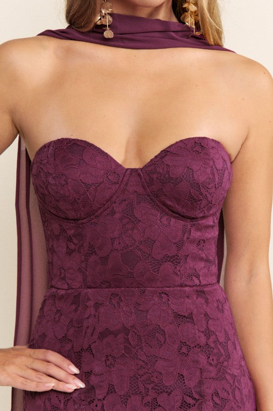 Plum Lace Maxi Dress