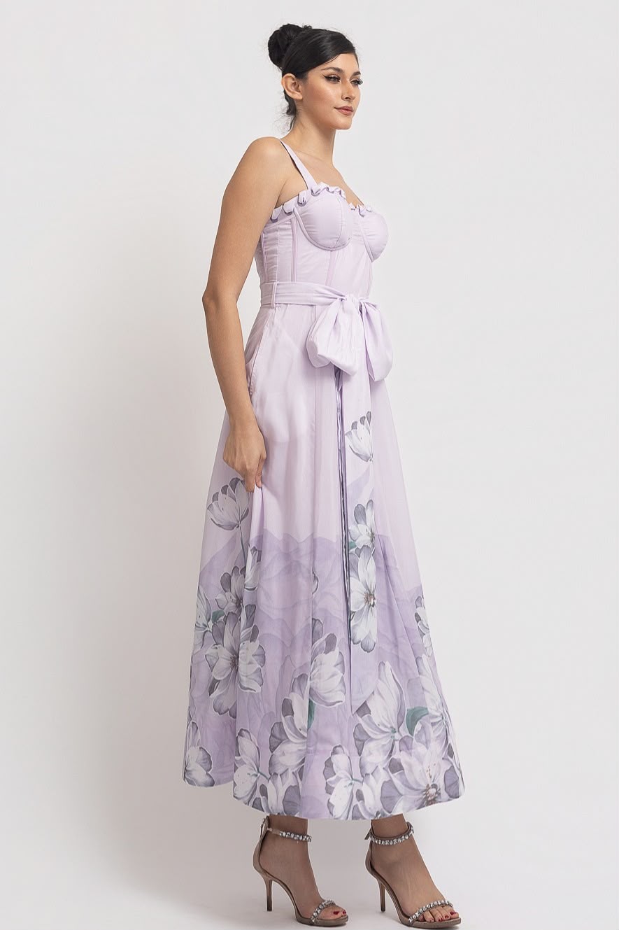 Lilac Bloom Midi Dress