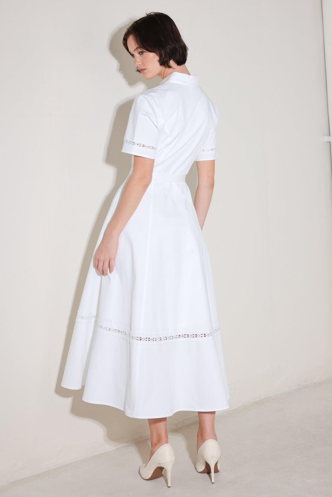Woven Off White Midi Dress