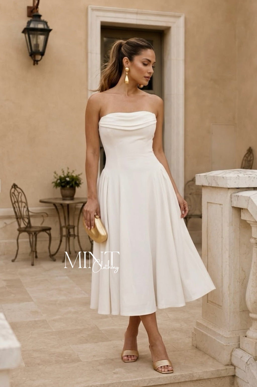 Lilly Off White Midi Dress