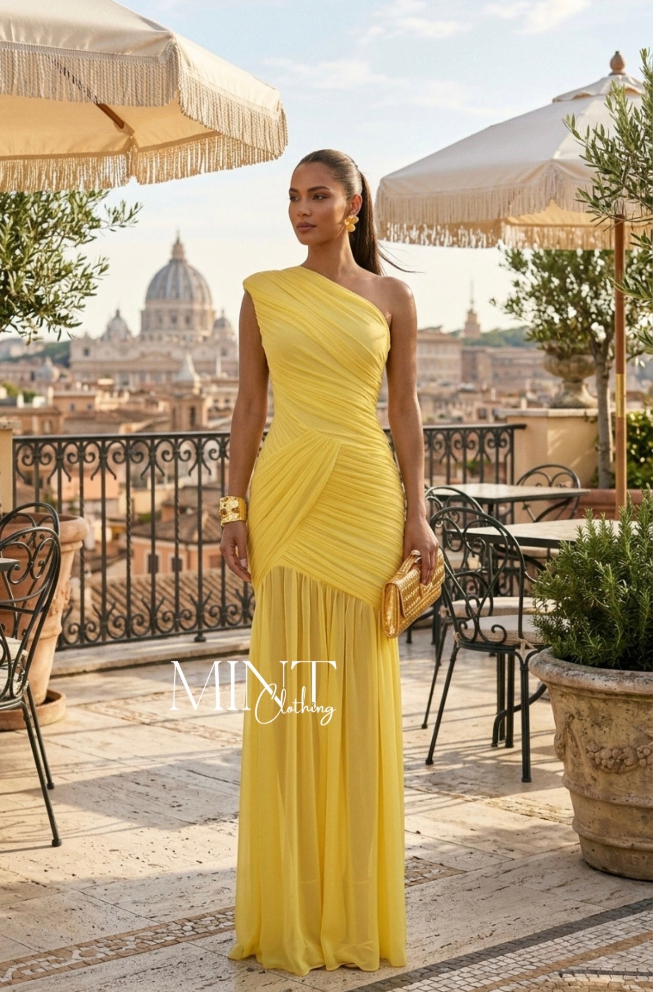 Limoncello One-Shoulder Gown