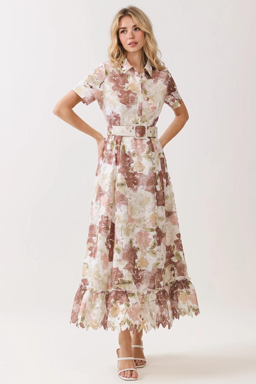Floral Embroided Midi Dress