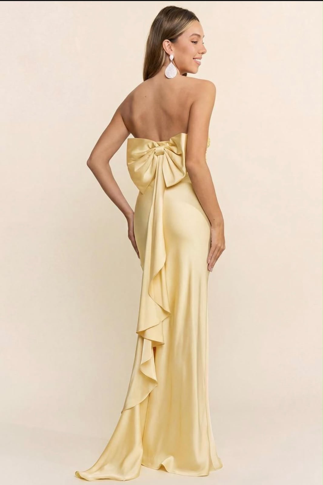 Butter Yellow Satin Maxi Dress