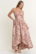 Amara Blush Pink/Gold High Low Maxi Dress