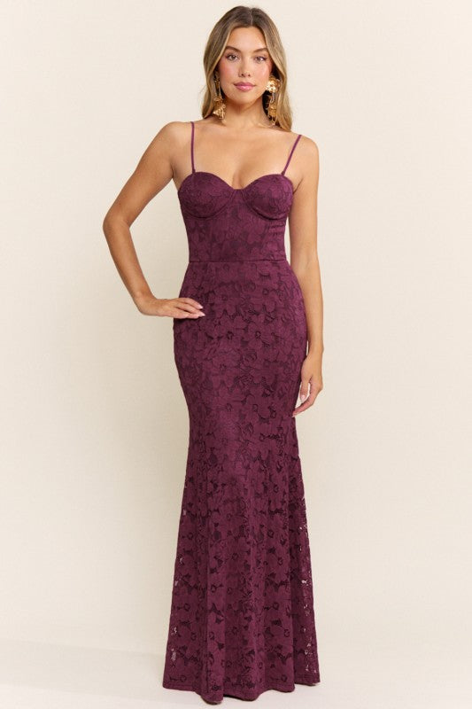 Plum Lace Maxi Dress