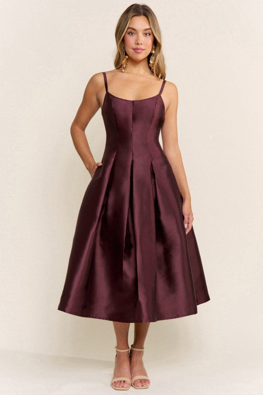 Paolina Wine Midi Dress