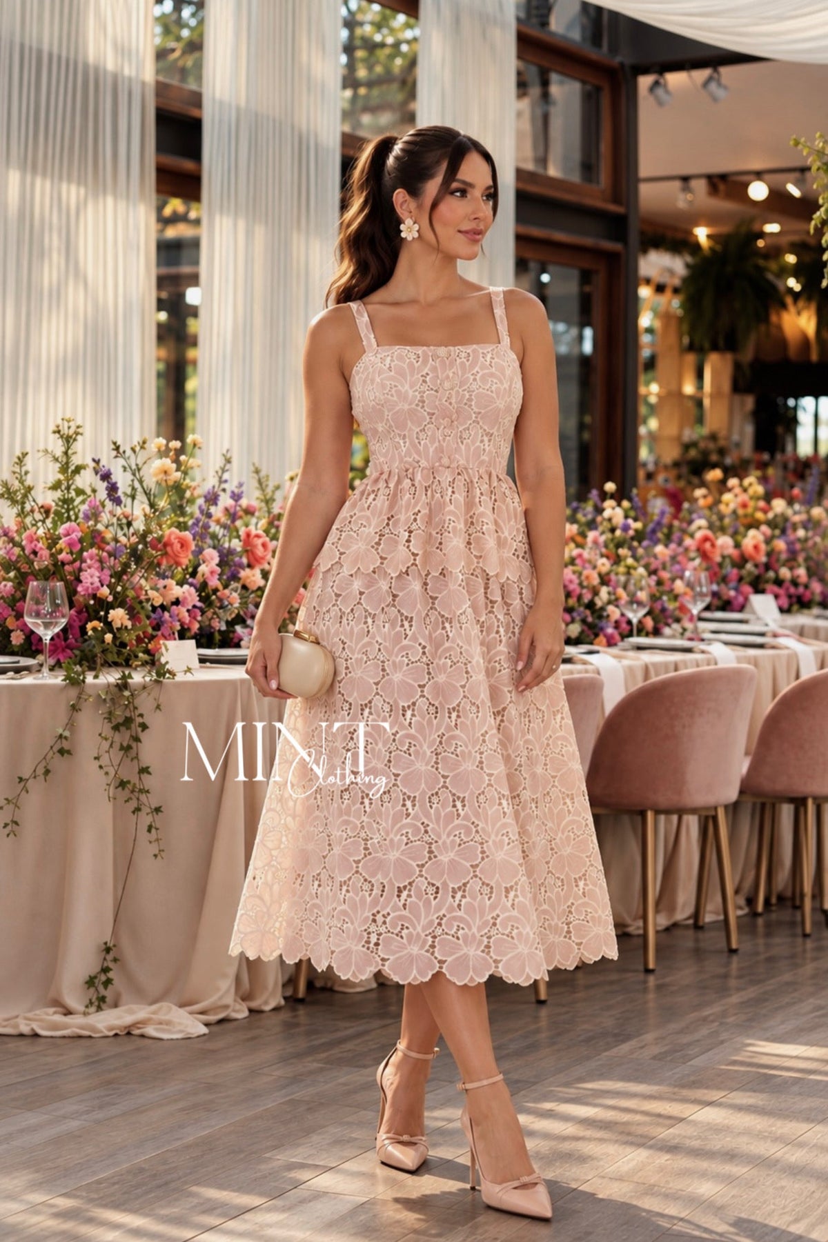 Beatrice Lace Midi Dress