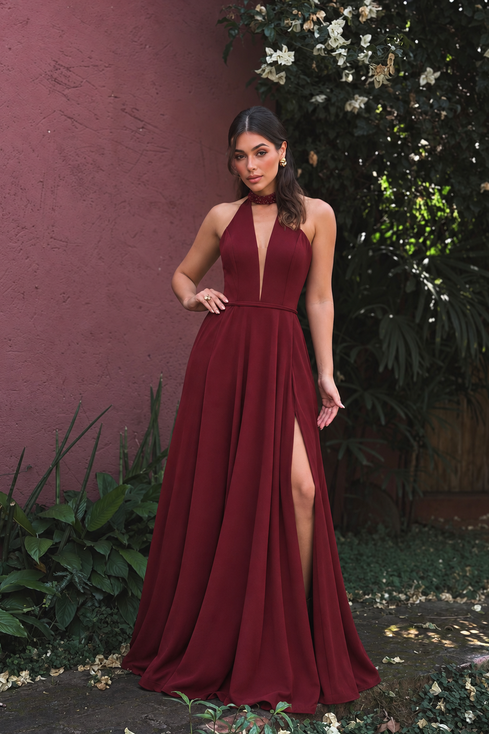 Alexandria Burgundy Maxi Dress