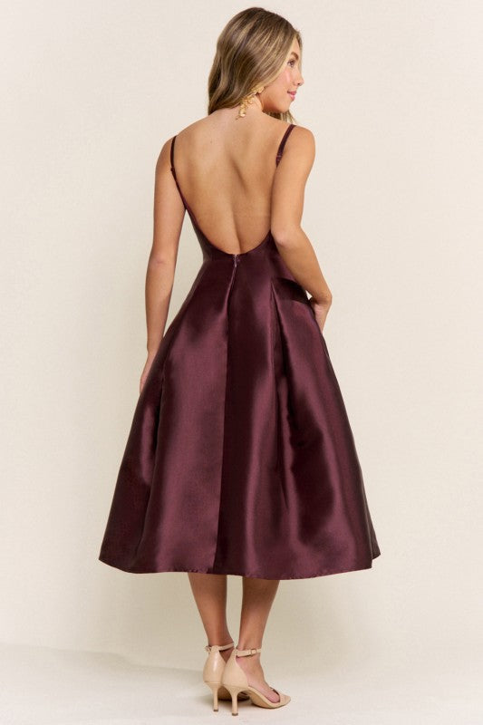Paolina Wine Midi Dress