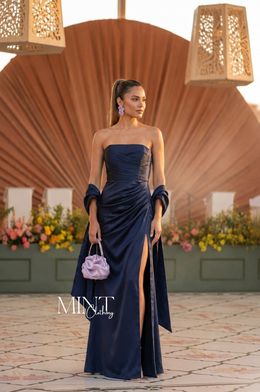 Eneyda Navy Blue Maxi Dress