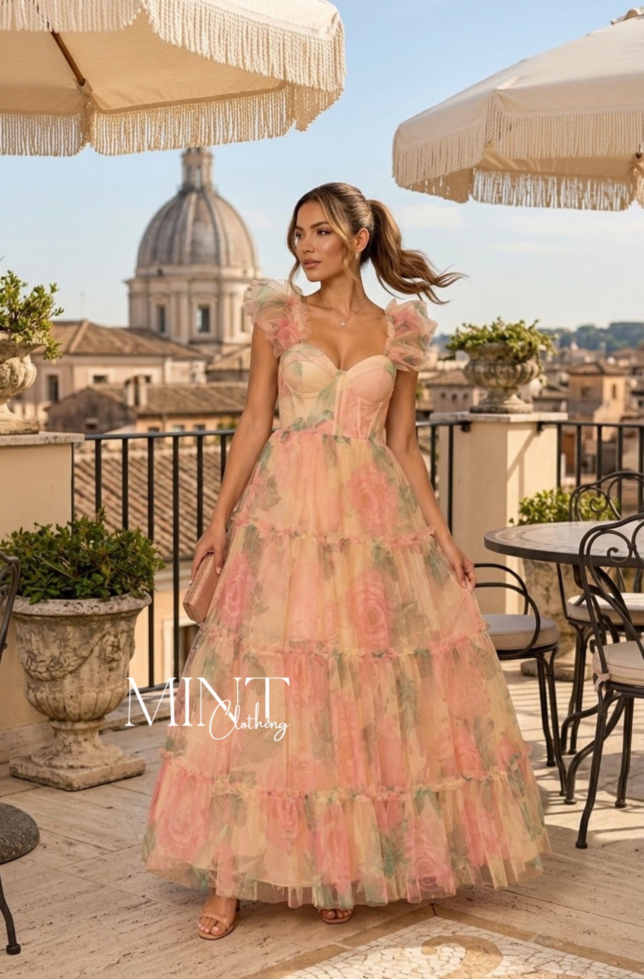 Rosalia Floral Tulle Midi Dress
